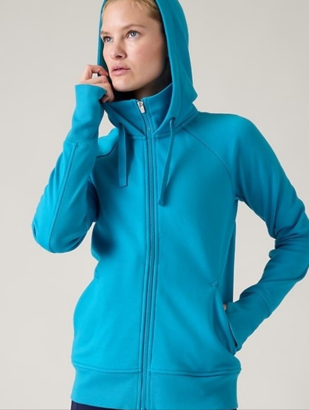 Athleta Triumph Full Zip Dark Sardinia Blue Hoodie Jacket Womens XL Activewear